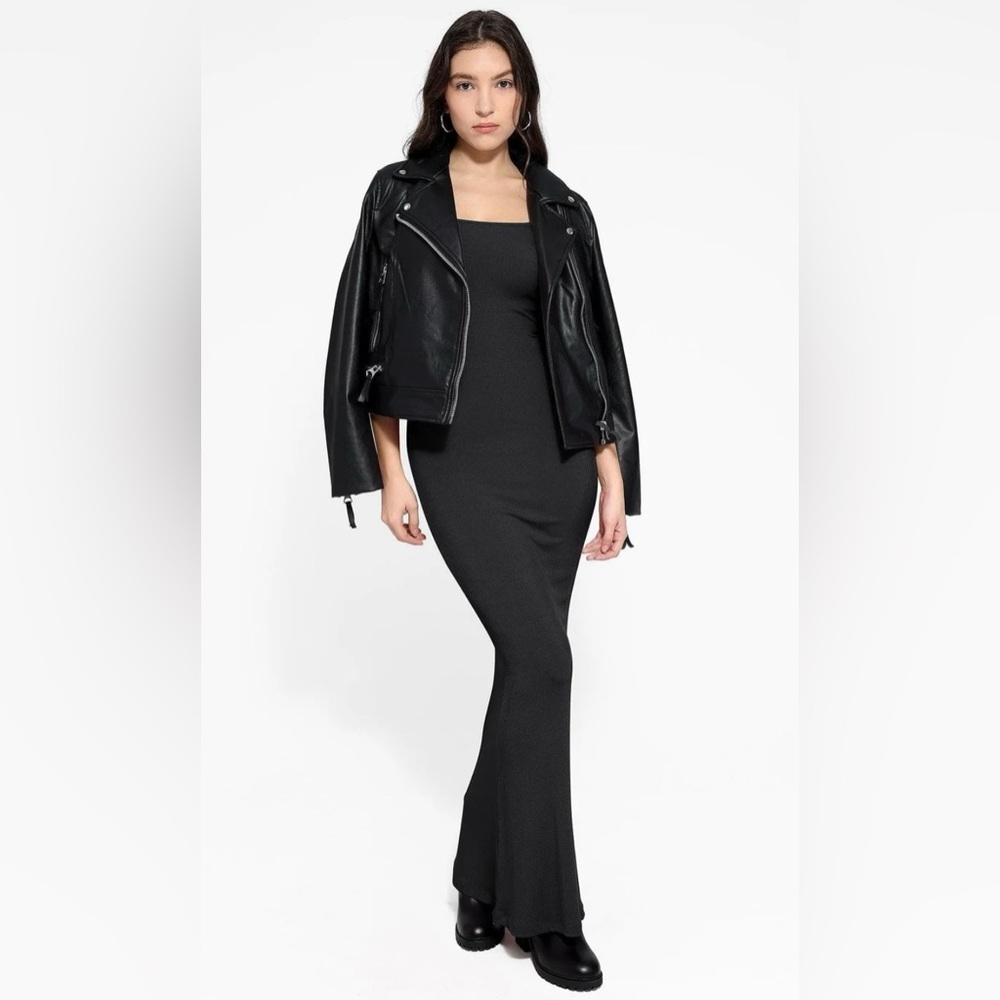 Popilush Shapewear Square Neck Long Sleeve Slimming Modal Maxi Dress - Picture 5 of 9